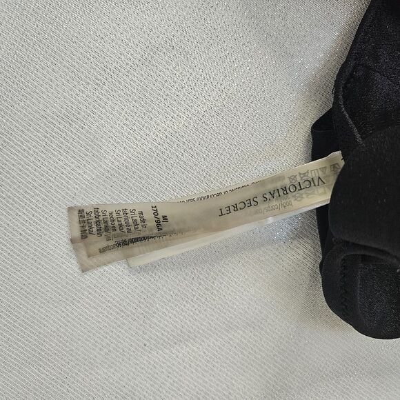 Victorias Secret Black Rhinestone VS Logo Swim Bikini Top Medium M Halter - Picture 3 of 6